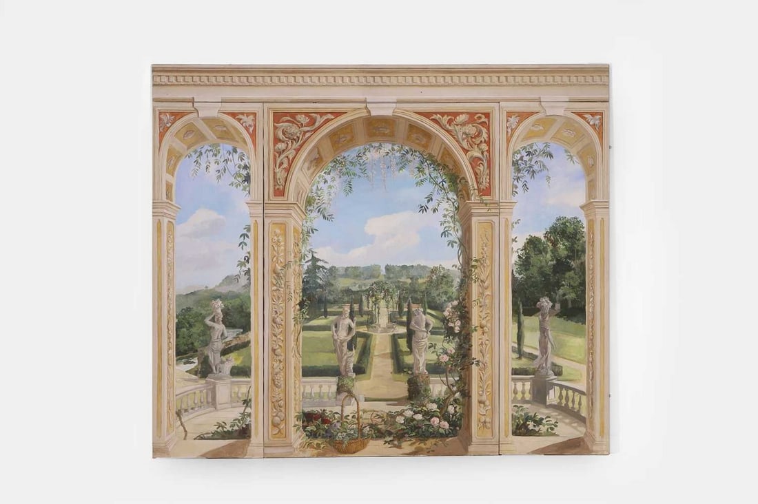 ▲ Michael Dillon (Irish, b.1957), a neoclassical mural, (1 of 8)