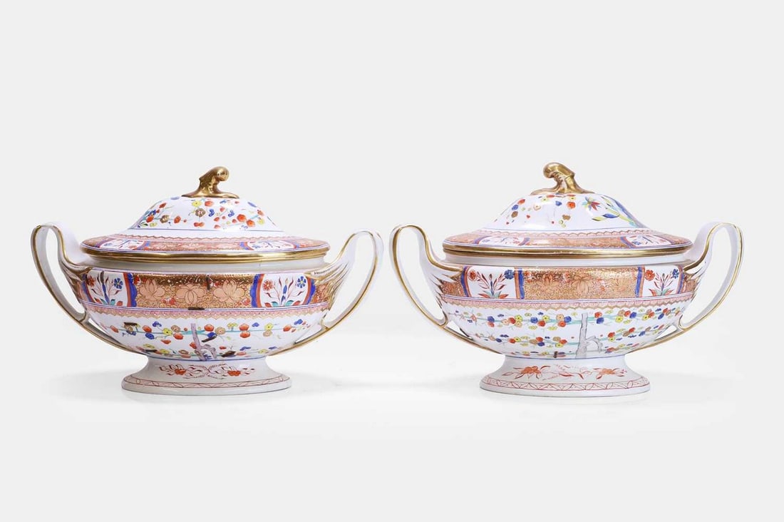 A pair of Regency porcelain tureens, early 19th century, (1 of 3)