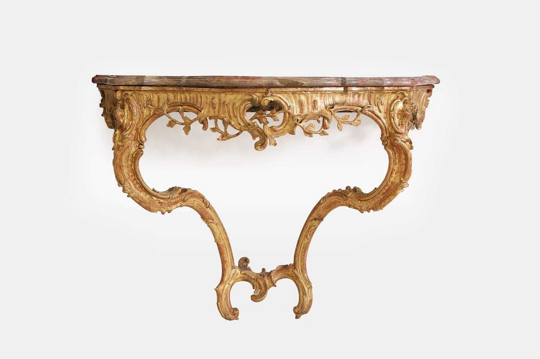 A Louis XV carved giltwood console table, mid-18th century, Italian. (1 of 3)