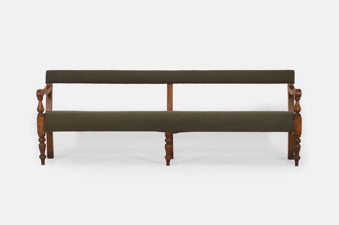 A long Victorian pine bench, 19th century and later, (1 of 4)