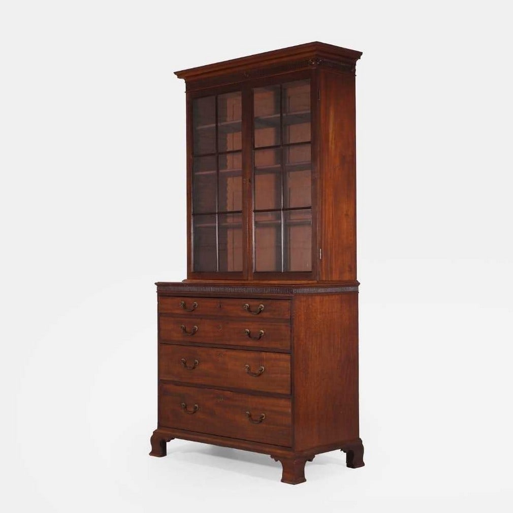 A George III mahogany secretaire bookcase, late 18th century, (1 of 6)