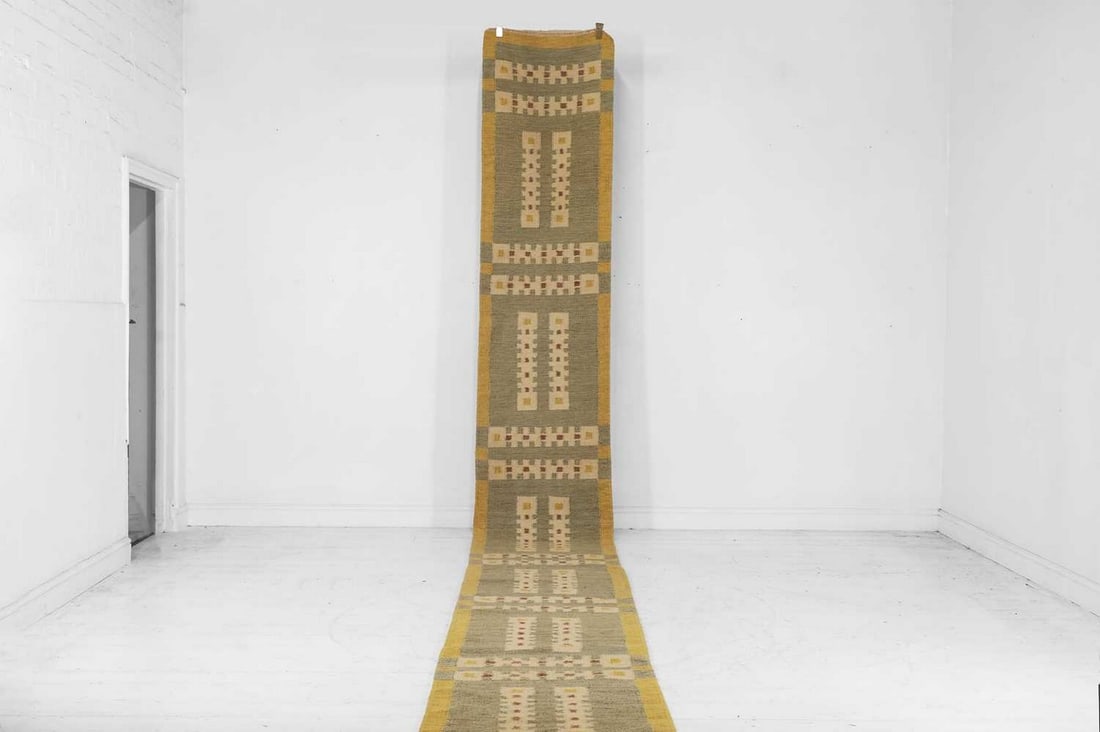 A flat-weave wool runner of Scandinavian design, of recent manufacture, (1 of 3)