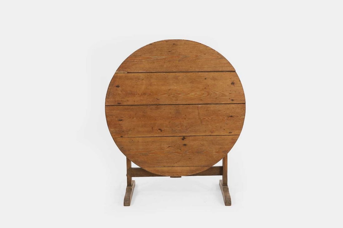 A provincial pine tavern table, 19th century, (1 of 4)