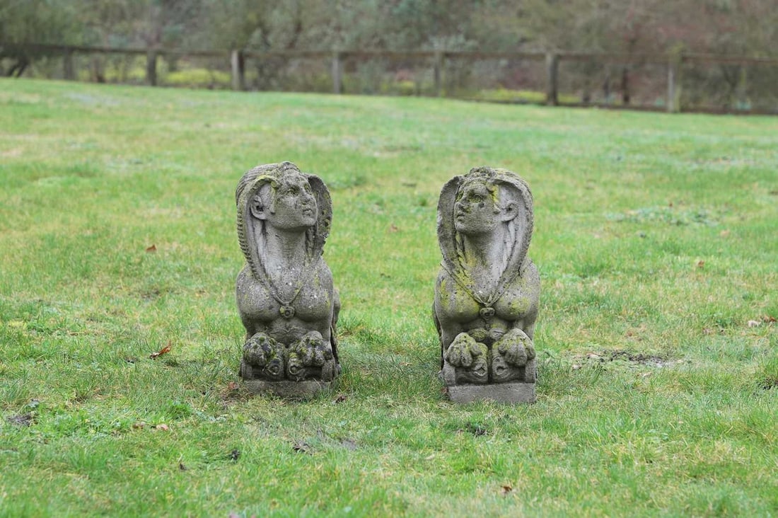 A pair of cement sphinxes, late 20th century, Italian, (1 of 1)