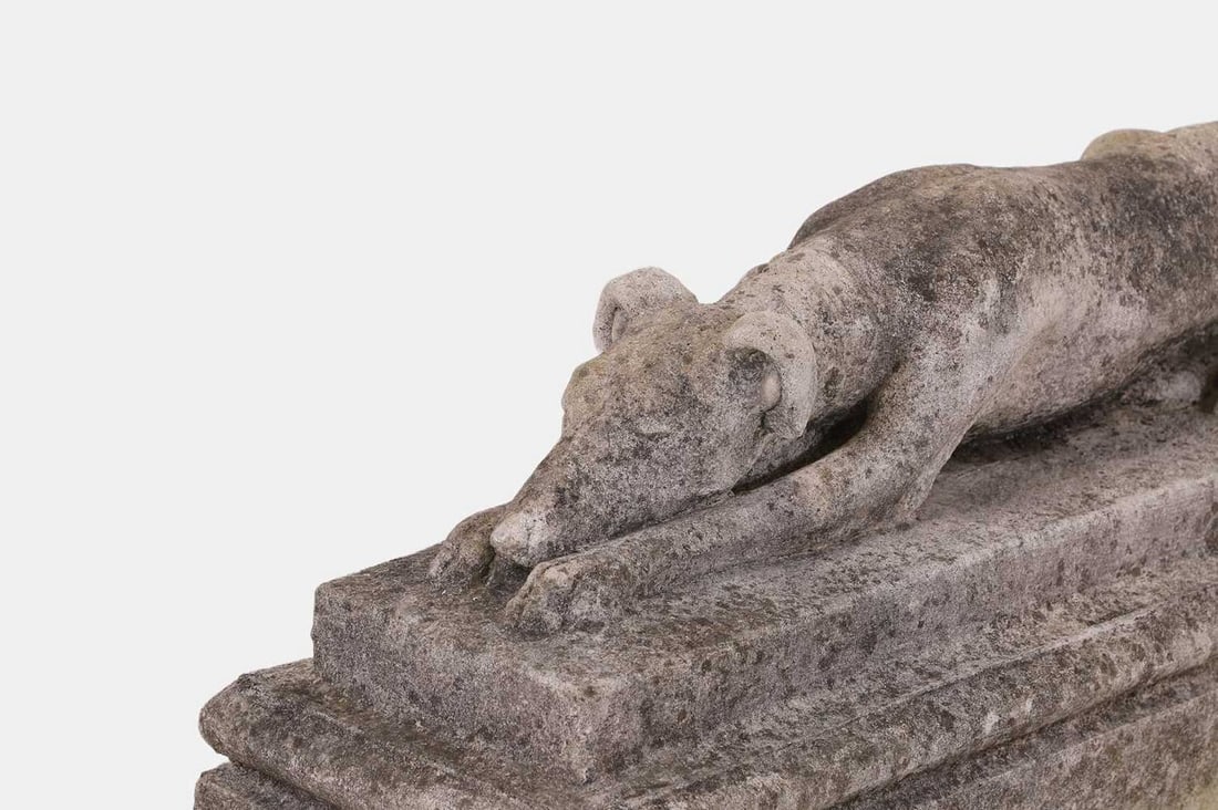 A stone greyhound figure, 20th century, (1 of 4)