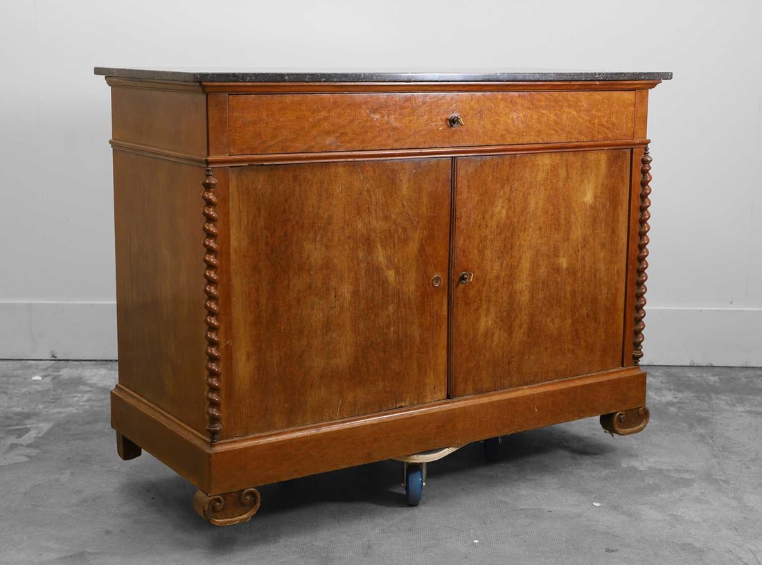 A marble topped walnut commode, 19th century, (1 of 2)