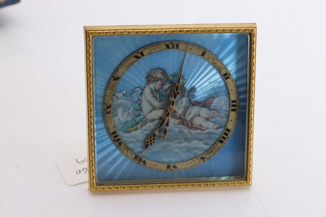 A Swiss gilt metal and guilloche table clock, early 20th century, - 2