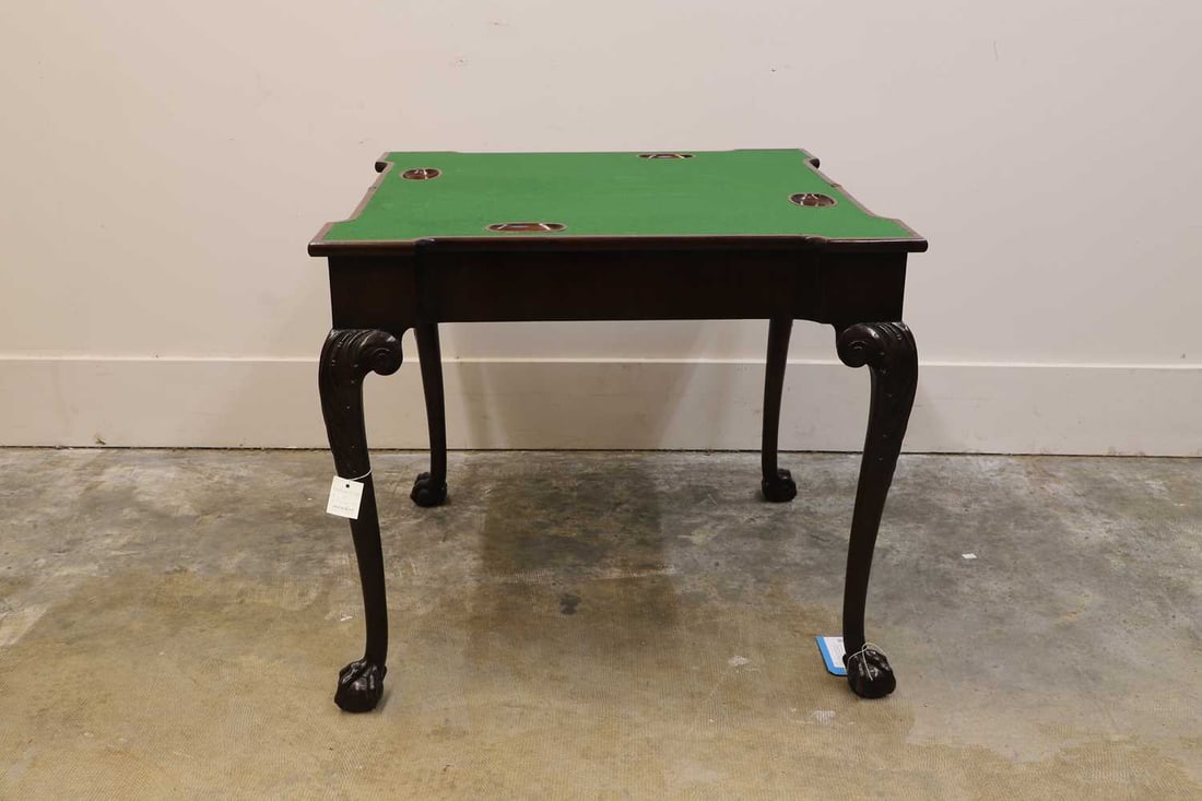 A George II mahogany fold-over card table, circa 1750, - 3