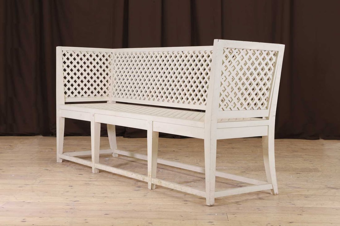 A painted wooden bench, in the Georgian style, - 7