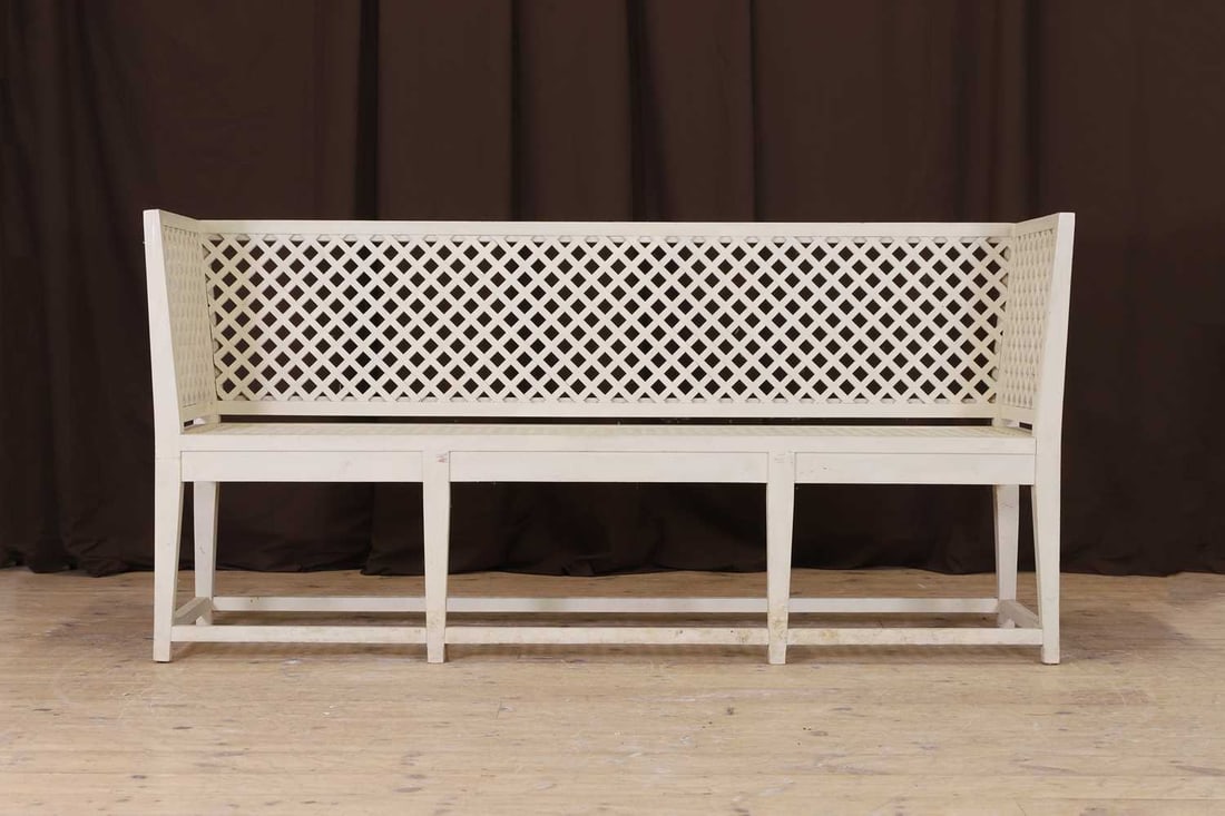 A painted wooden bench, in the Georgian style, - 8