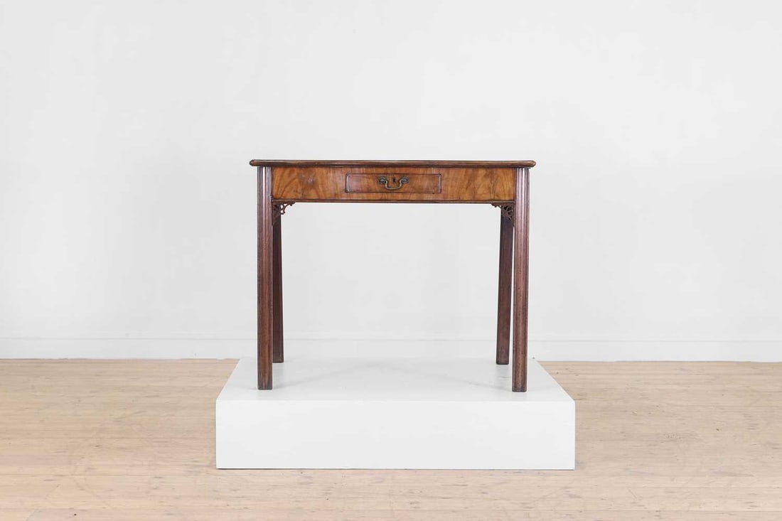 A George III mahogany serpentine tea table, circa 1760, - 3
