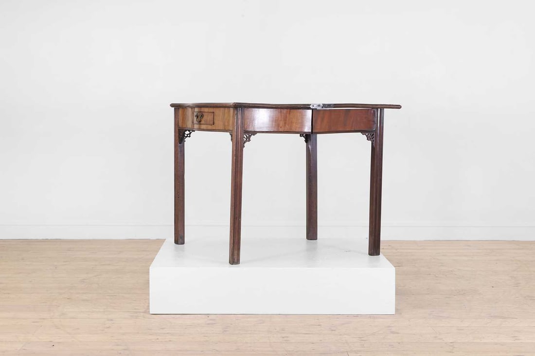A George III mahogany serpentine tea table, circa 1760, - 4