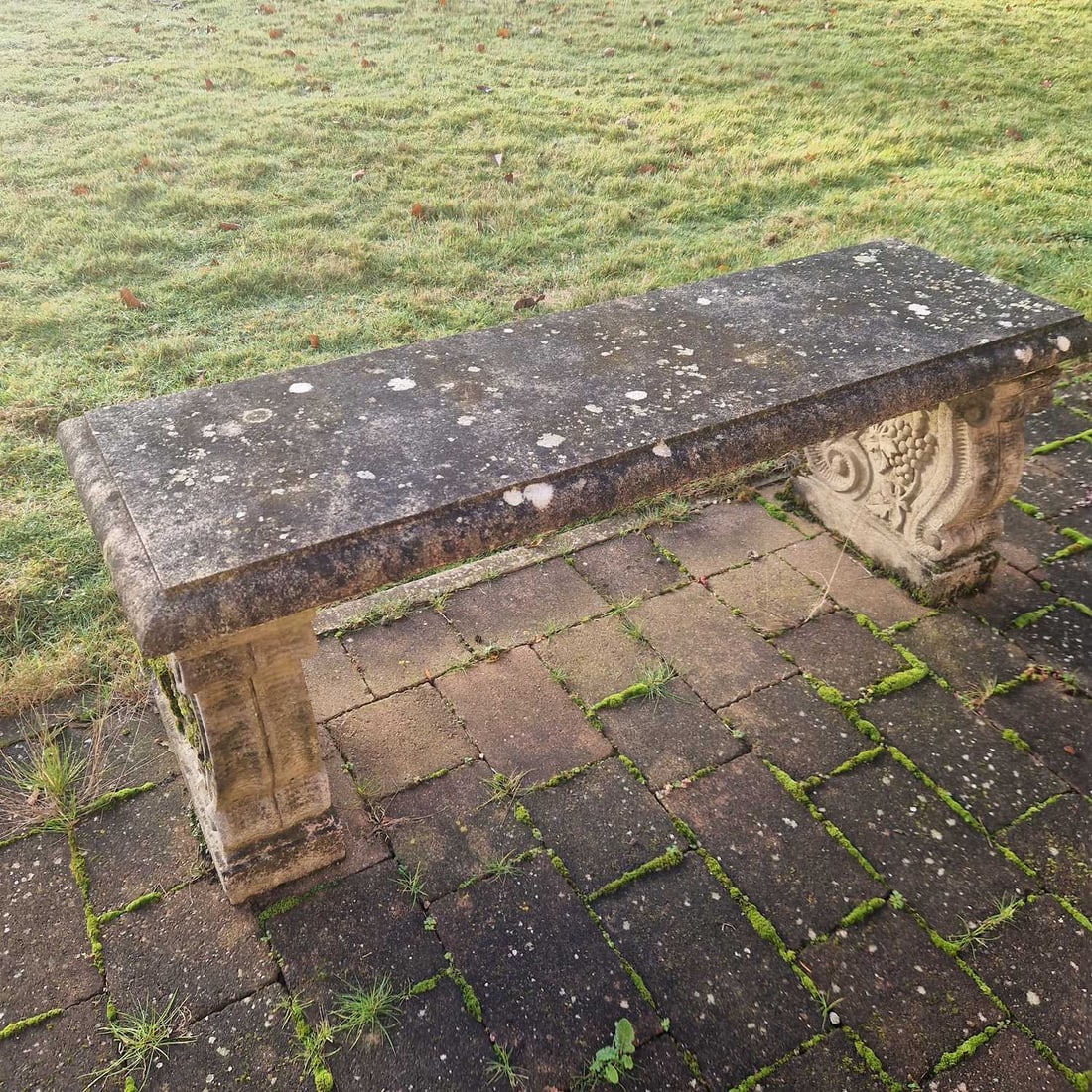 Two composite stone garden benches, 20th century, (1 of 2)