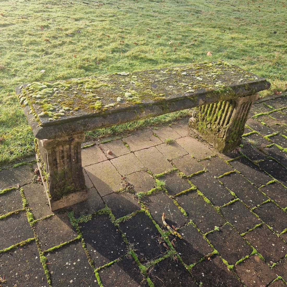Two composite stone garden benches, 20th century, - 2