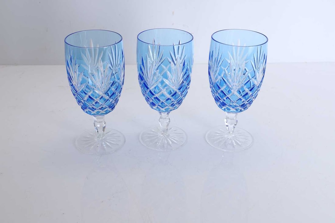A group of three Faberge Odessa light blue iced goblets, 20th century, - 2