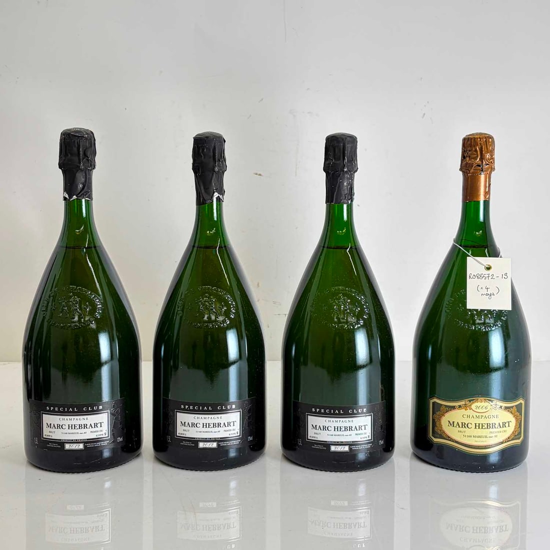 Marc Hebrart, Ay, 2012: Marc Hebrart, Ay, 2012 (3 magnums) together with x 1 Magnum 2006 (4 magnums in total)Shipping Disclaimer: Please note we cannot guarantee condition of contents or quality of storage. No returns will