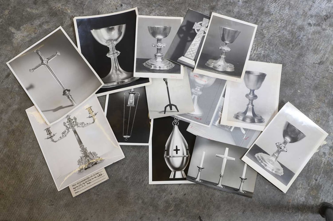 The extensive archive of silversmith A E Jones, including an `inspiration archive of images and idea: The extensive archive of silversmith A E Jones, including an `inspiration archive of images and ideas for designs, including, design drawings, photographs by A E Jones and others, a quantity of