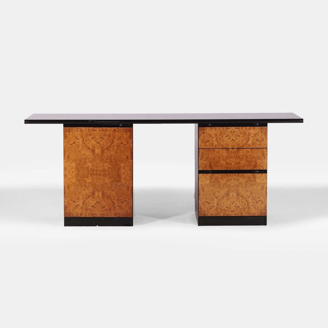 A burr walnut and lacquered sideboard, circa 1970s, Italian, - 2