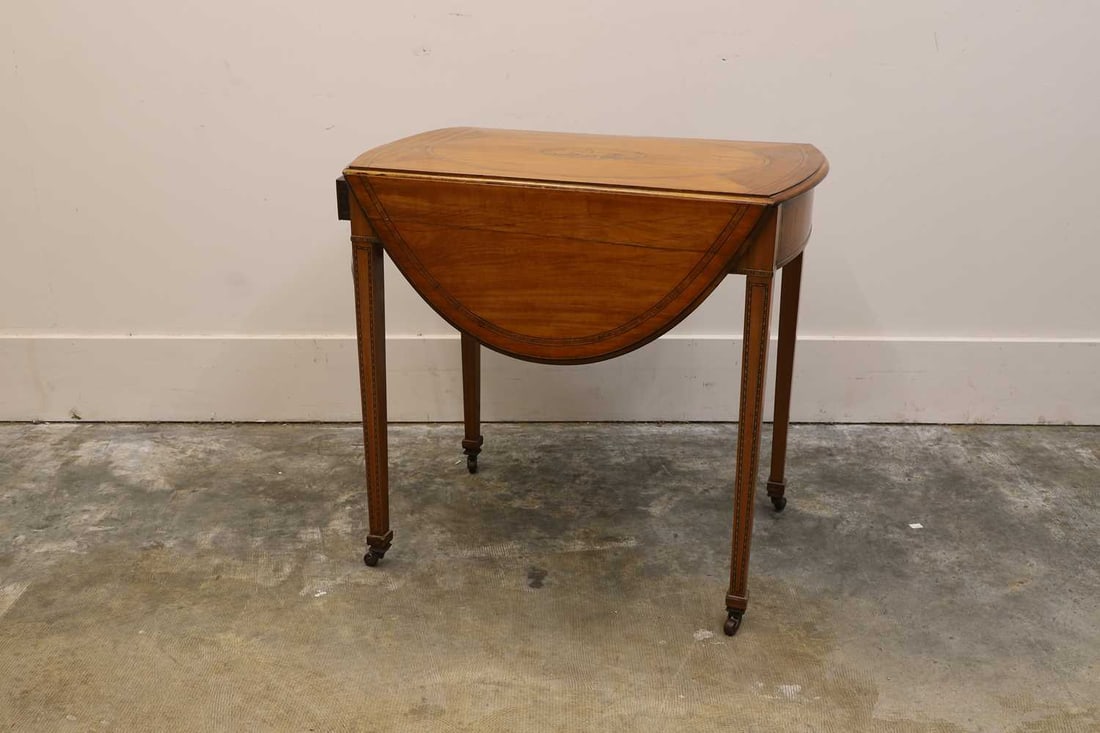 An inlaid satinwood Pembroke table, in the George III style, (1 of 4)