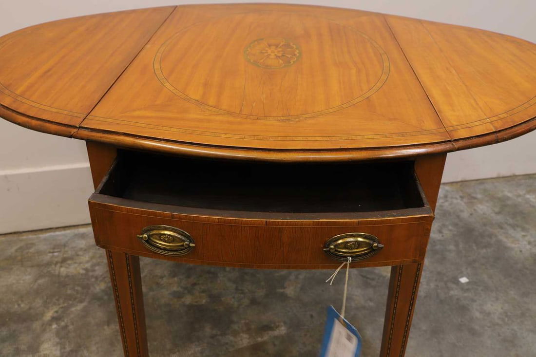 An inlaid satinwood Pembroke table, in the George III style, - 4
