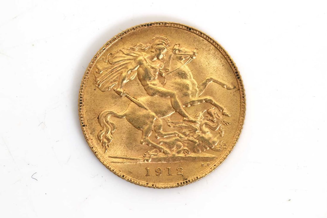 Coins, Great Britain, George V (1910-1936),: Coins, Great Britain, George V (1910-1936), Half Sovereign, 1912, NVF