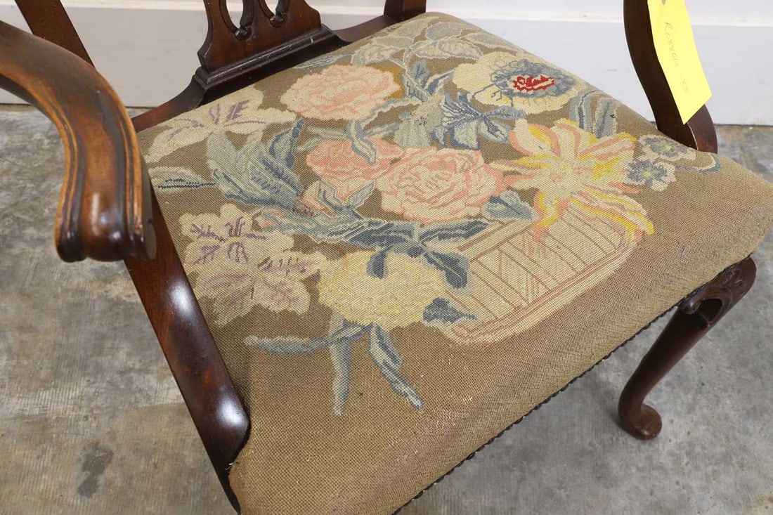 A mahogany elbow or desk chair, 20th century, - 2