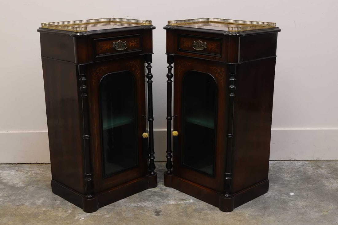 A pair of Victorian marquetry inlaid cabinets, circa 1870, - 3