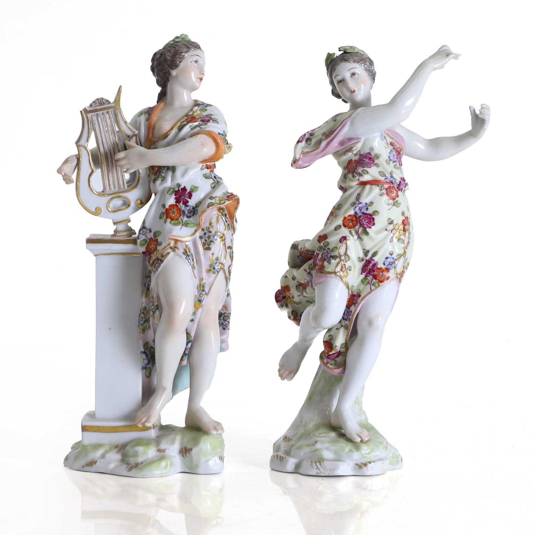 A pair of Meissen porcelain figures of a dancer and a lyre player, circa 1900, (1 of 1)