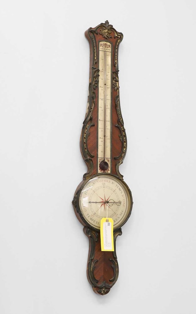 A French kingwood and gilt-mounted barometer, dated 'Paris 1740', inscribed 'Passemant Opticien du R (1 of 2)