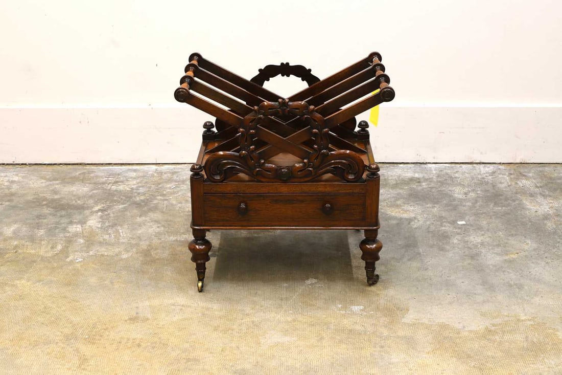 A rosewood X framed Canterbury, circa 1840, (1 of 2)