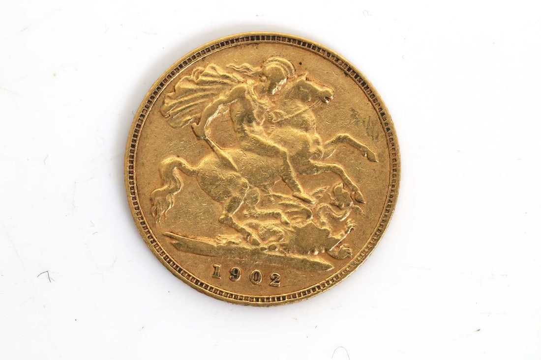 Coins, Great Britain, Edward VII (1901-1910),: Coins, Great Britain, Edward VII (1901-1910), Half Sovereign, 1902, F