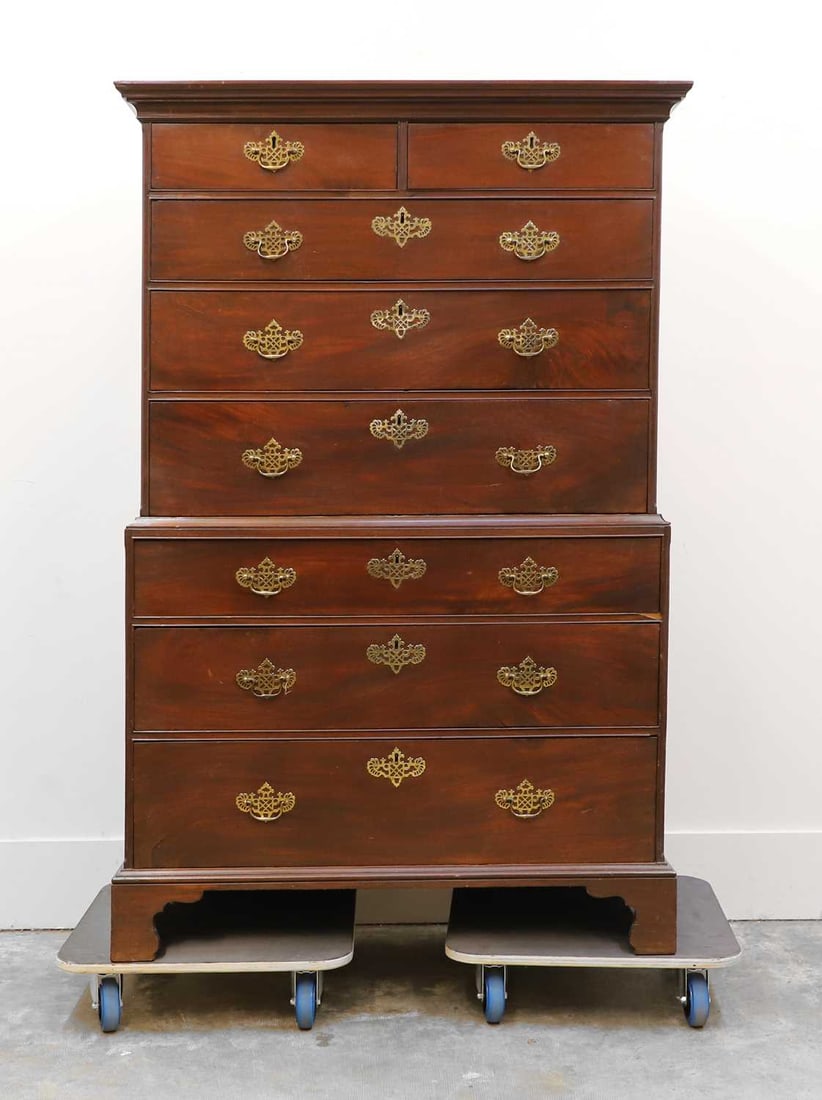 A George III mahogany chest on chest, 19th century, (1 of 2)