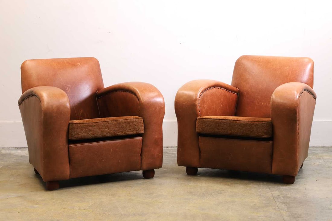 An art deco style leather suite, Circa 1940, - 2