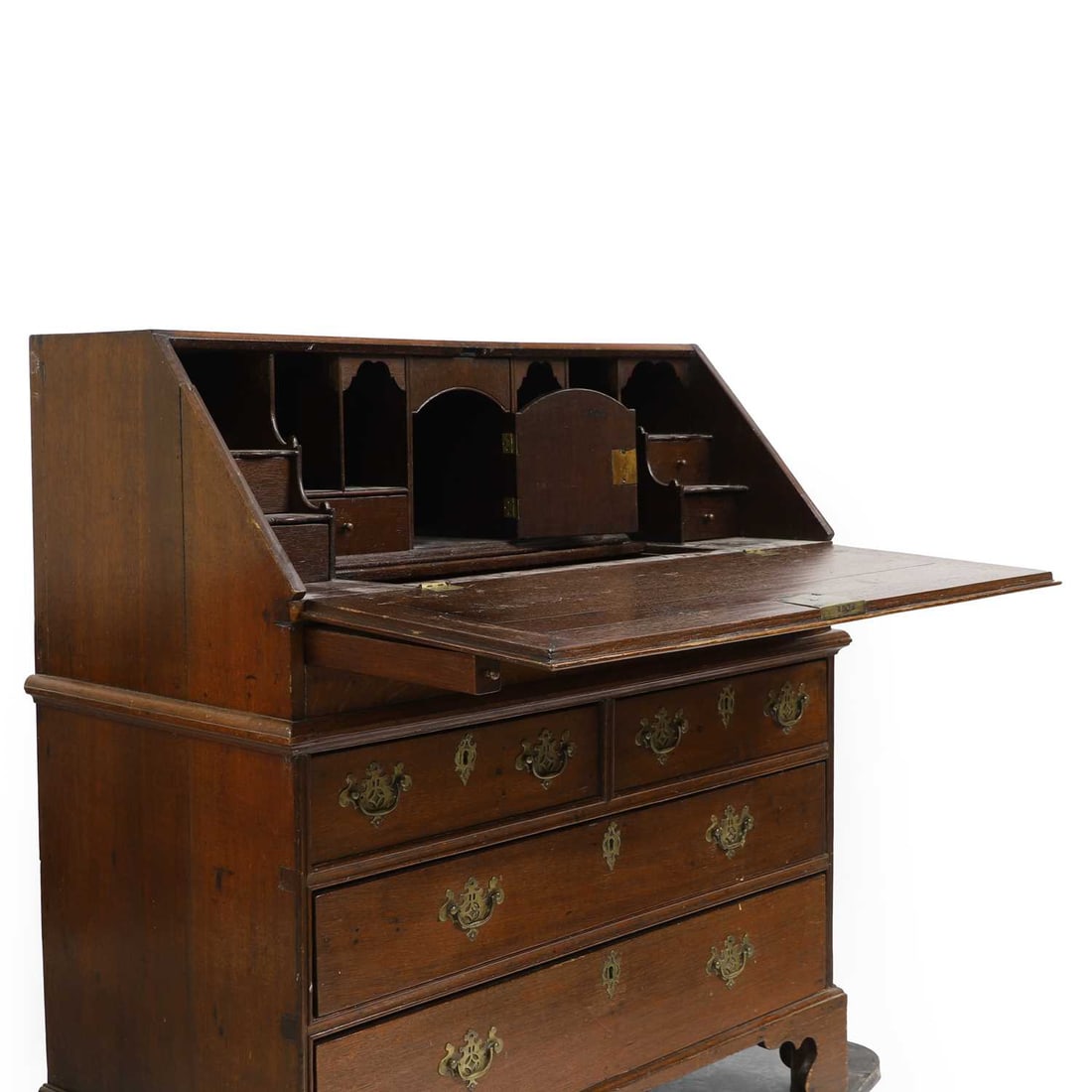 A George III mahogany bureau, - 2