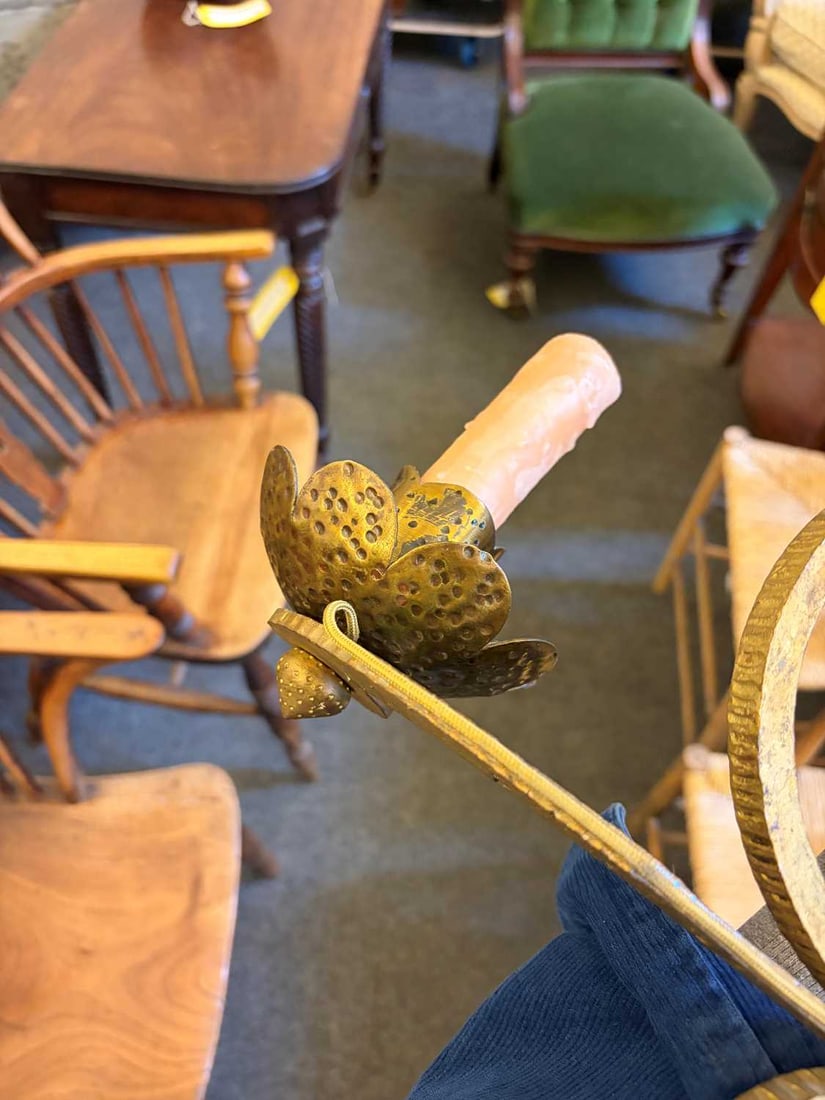 A pair of gilt iron wall lights, mid-century, - 2