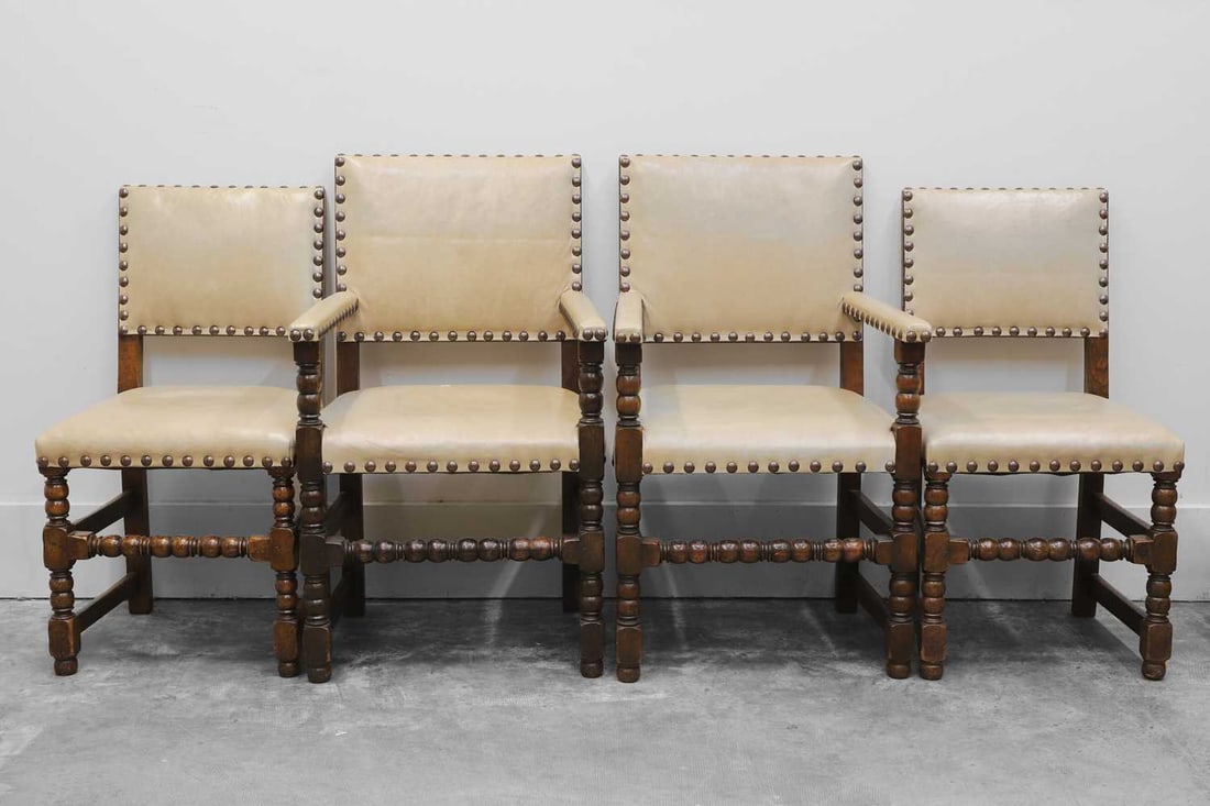 A set of sixteen oak dining chairs, early 20th century, - 2