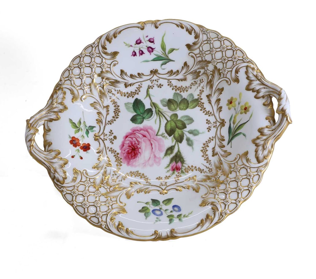 A Coalport style two handled comport, 19th century, - 2