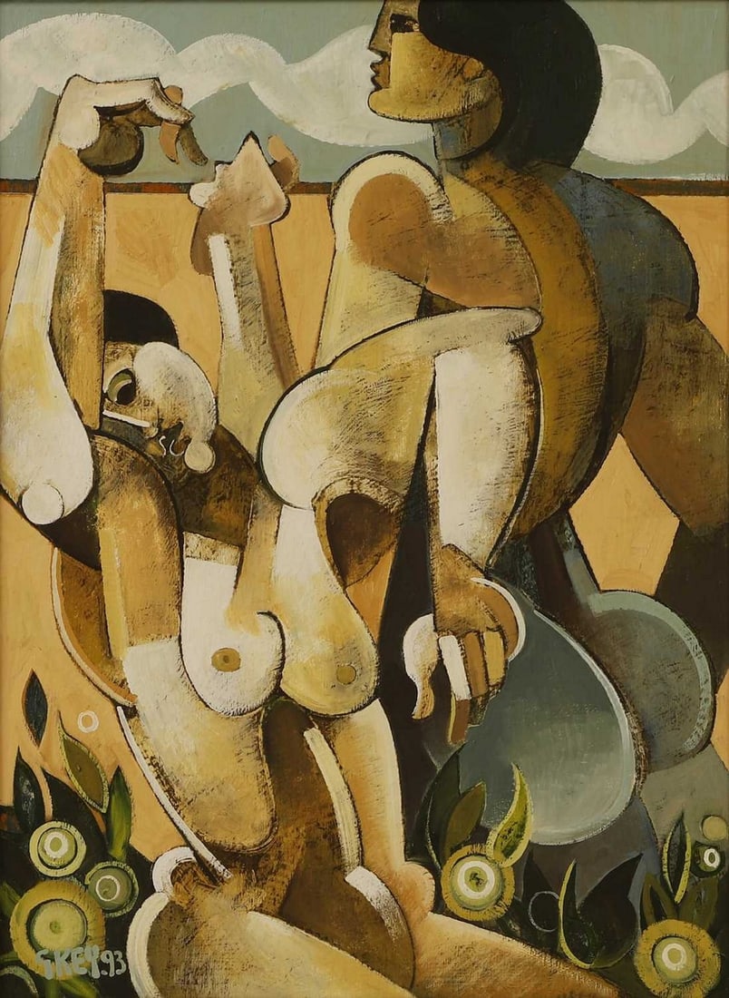 ▲ Geoffrey Key (British, b.1941) 'Garden Wall II': ▲ Geoffrey Key (British, b.1941) 'Garden Wall II' signed and dated 'G.KEY ’93' l.l., also signed, inscribed with title and dated on frame verso, oil on board (74 x 53cm; framed 94 x 73cm)