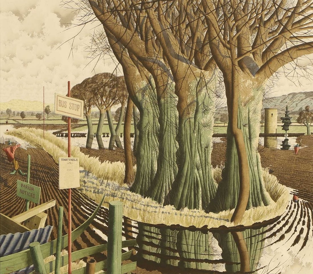▲ Simon Palmer (British, b.1956) 'A Place Some Distance from Here': ▲ Simon Palmer (British, b.1956) 'A Place Some Distance from Here' signed 'Simon Palmer' l.l., pen and ink and watercolour (66 x 74cm; framed 101 x 107.5cm) Provenance: With Flavia Ormond Fine A