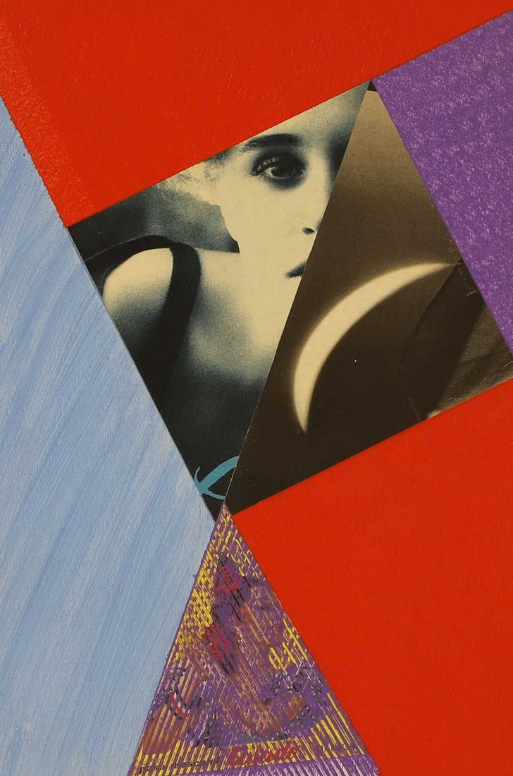 ▲ Theodore Mendez (British, 1934-1997) 'Femme': ▲ Theodore Mendez (British, 1934-1997) 'Femme' signed 'Theo Mendez' and dated '87/88' on backboard, collage and acrylic on board (46 x 30.5cm; framed 60.5 x 45cm) Provenance: The artist's estate