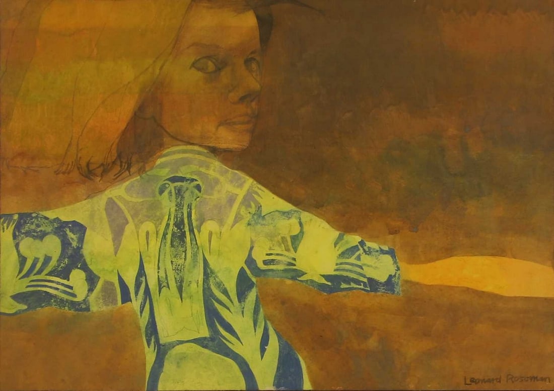 ▲ Leonard Rosoman (British, 1913-2012) Portrait of the actress Jill Bennett: ▲ Leonard Rosoman (British, 1913-2012) Portrait of the actress Jill Bennett signed 'Leonard Rosoman' l.r., pencil and watercolour (26 x 37cm; framed 57 x 72cm) Provenance: With Roland, Browse &