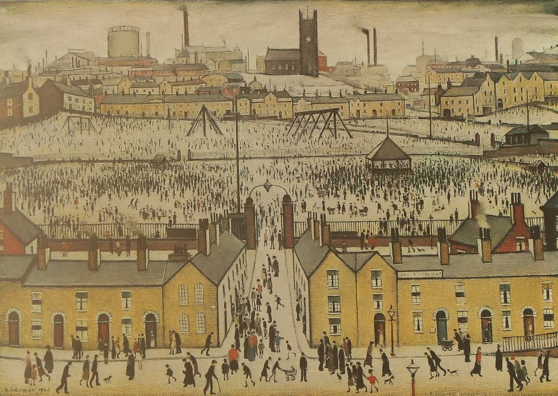 ▲ Laurence Stephen Lowry RA (British, 1887-1976) 'Britain at Play': ▲ Laurence Stephen Lowry RA (British, 1887-1976) 'Britain at Play' offset lithograph in colours, signed 'L. S. Lowry' in pencil l.r., with the Fine Art Trade Guild blind stamp (image 44.5 x 60cm