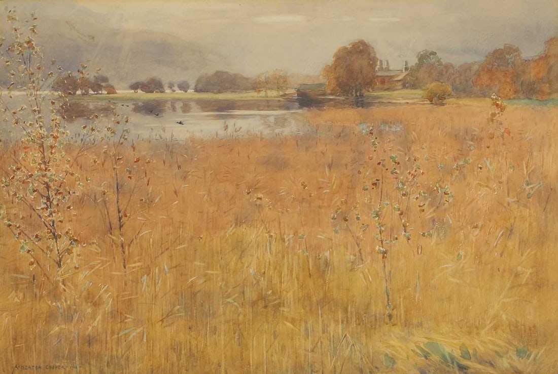 Alfred Heaton Cooper (British, 1863-1929) Coniston Old Hall: Alfred Heaton Cooper (British, 1863-1929) Coniston Old Hall signed and dated 'A. HEATON COOPER -1902' l.l., watercolour (38 x 54cm) Condition Report: Framed: 59.5 x 75cm Washes in the sky possibly a l