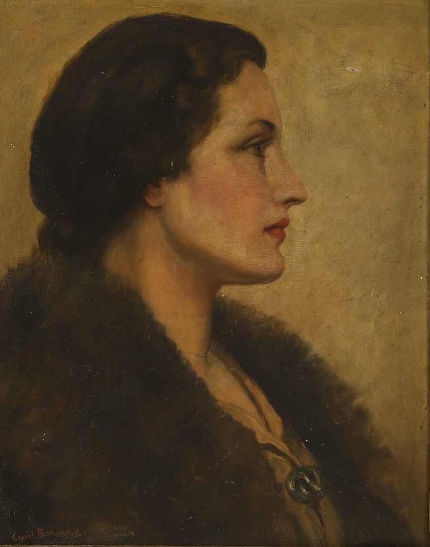 ▲ Cyril Henry Barraud (British, 1877-1965) Portrait of Miss Kaye Hoste in profile (1 of 4)