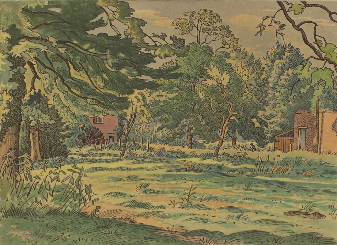 ▲ Ethelbert White (British, 1891-1972) Wooded landscape with mill (1 of 3)
