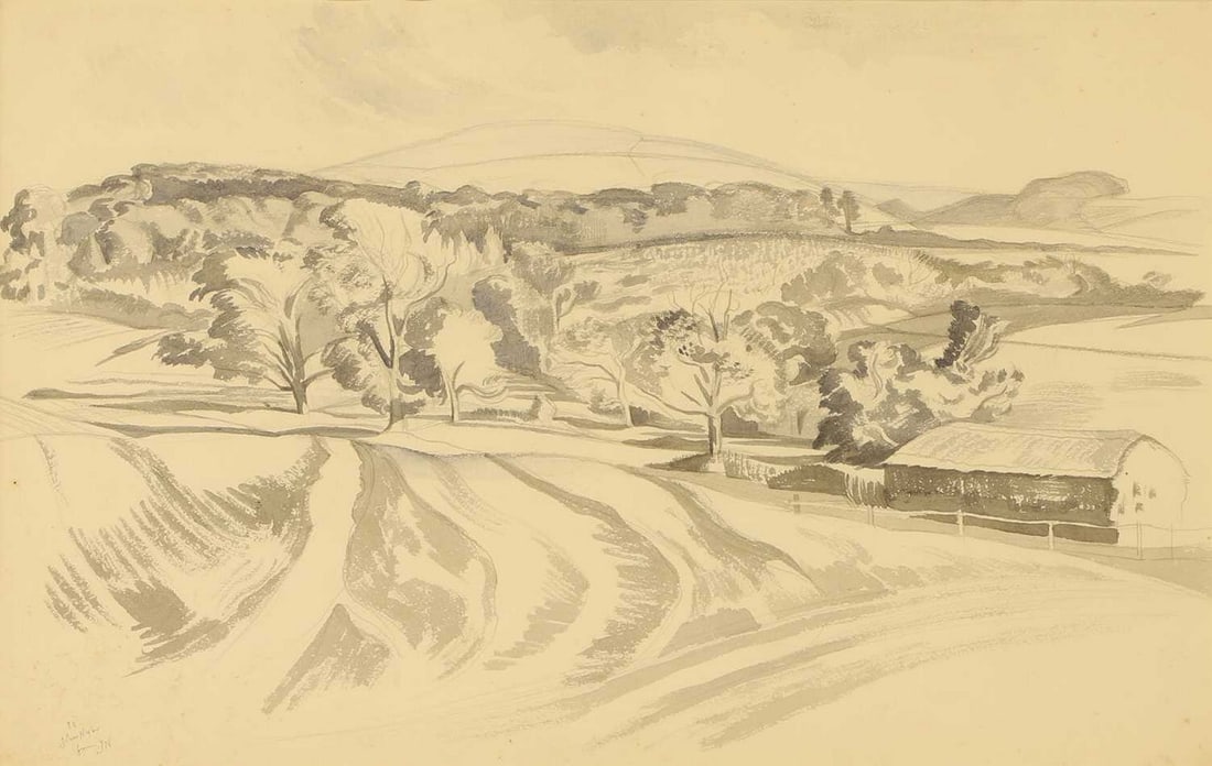 ▲ John Nash RA (British, 1893-1977) Landscape with barn (1 of 3)