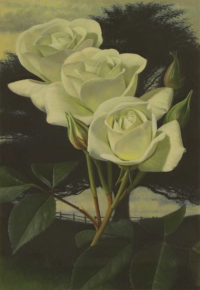 ▲ Raymond C Booth (British, 1929-2015) 'Floribunda 'Iceberg'': ▲ Raymond C Booth (British, 1929-2015) 'Floribunda 'Iceberg'' oil on board (26 x 19cm; framed 31.5 x 25cm) Provenance: Exhibited: The Fine Art Society, London, 1985. Illustrated: 'The Rose', vol