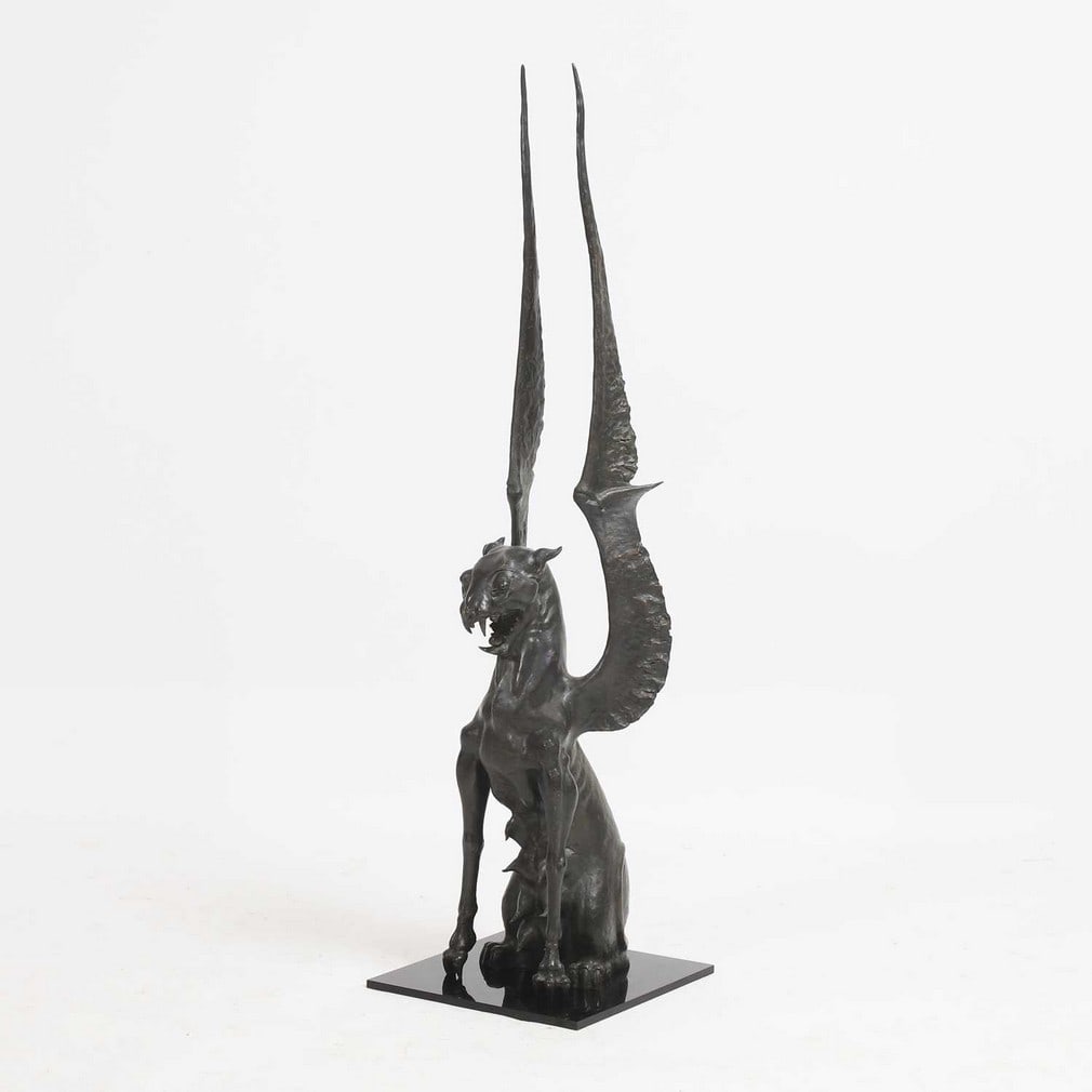 Dashi Namdakov (Russian, b.1967) 'She–Guardian': Dashi Namdakov (Russian, b.1967) 'She–Guardian' bronze, artist's proof, 1 of 4 aside from an edition of 15, signed with artist's mark, numbered 'AP 1' (26cm wide, 25cm deep, 108cm high; wit