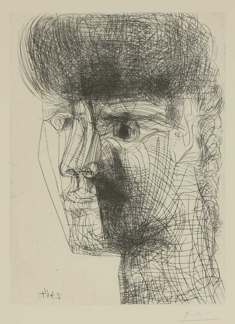 ▲ Pablo Picasso (Spanish, 1881-1973) 'Tête de Faune' (Head of Faun), 1964 (Bloch 1370): ▲ Pablo Picasso (Spanish, 1881-1973) 'Tête de Faune' (Head of Faun), 1964 (Bloch 1370) drypoint etching, signed 'Picasso' in pencil l.r., unnumbered proof aside from the edition of 50 publi
