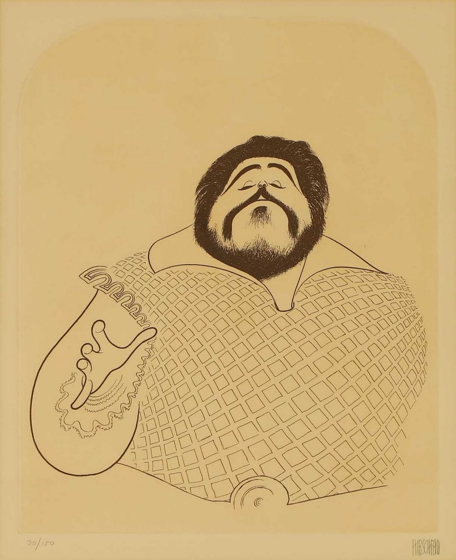 Al Hirschfeld (American, 1903-2003) Luciano Pavarotti (1 of 4)